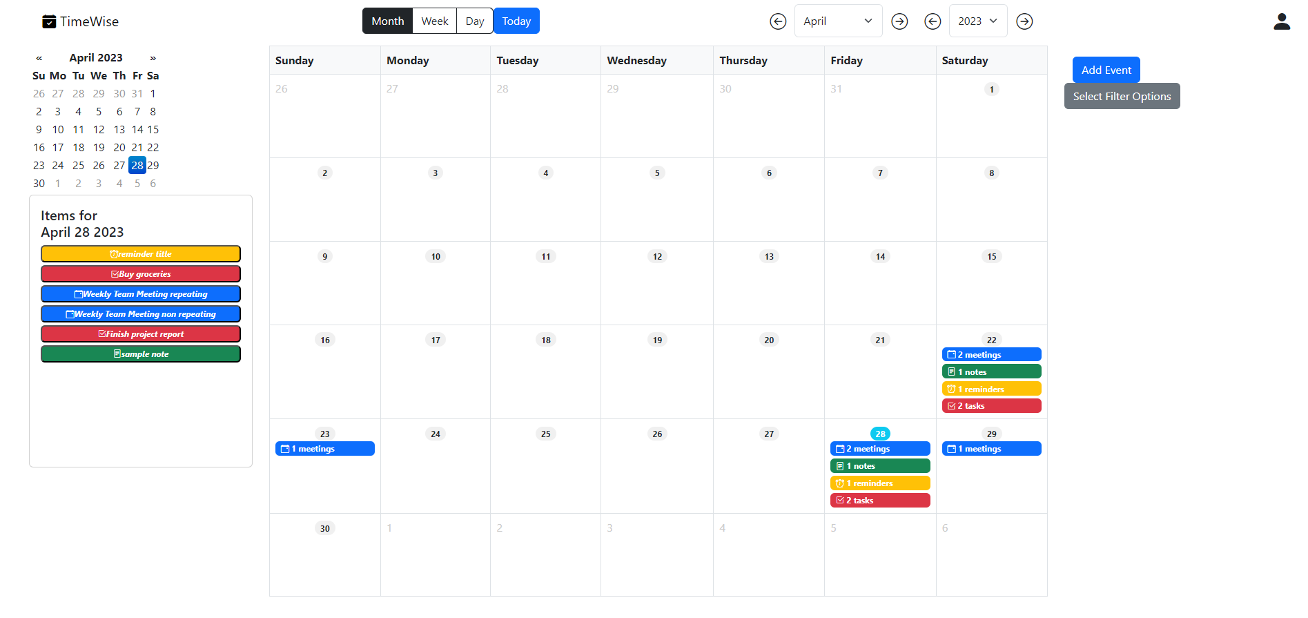 TimeWise Calendar Application